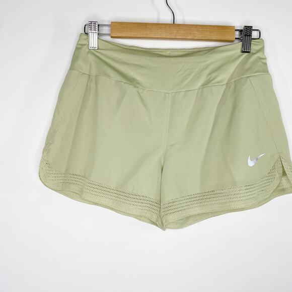 Nike Olive Aura Green Dri-Fit Crew Running Shorts Training Womens Size Small - Picture 8 of 8